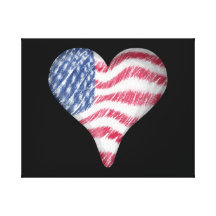 USA Flag Sketch Painting Blur Gallery Wrapped Canvas