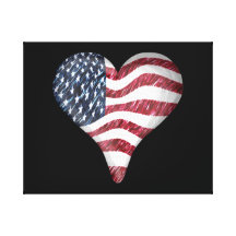 USA Flag Sketch Painting Canvas Print