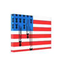 USA Flag with Falling Bombs Stretched Canvas Print