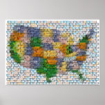 USA Map License Plate Mosaic Posters
