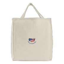 USA Map with Eagle and Star Embroidered Tote Bag