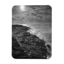 USA. Molten lava flows into the ocean at sunrise Flexible Magnet