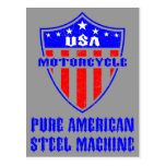 USA Motorcycle Steel Machine Post Card