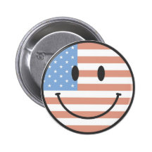 USA Smiley Face Pinback Buttons