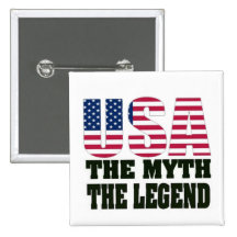 USA The Myth The Legend Square Button