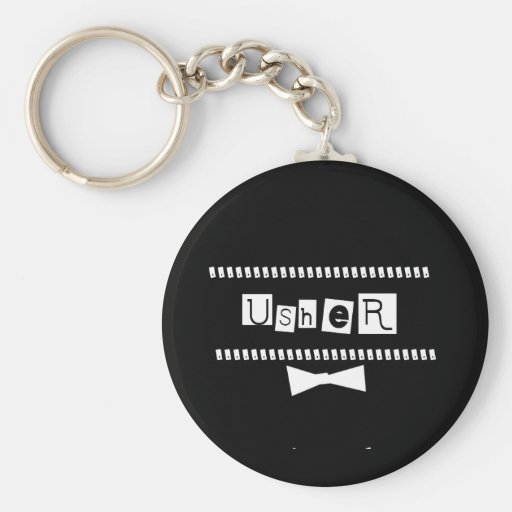 Usher White on Black Key Chain