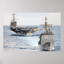 USS Mobile Bay and USS John C. Stennis Print