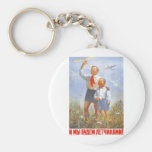 USSR CCCP Cold War Soviet Union Propaganda Posters Keychain