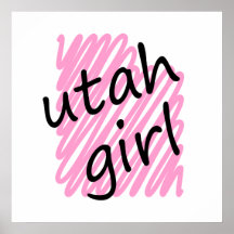 Utah Girl with Scribbled Utah Map Print