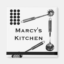 Utensils and Dots Kitchen Magnet