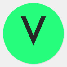 V ROUND STICKER