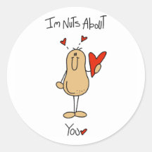 Valentine Nuts About You Round Stickers
