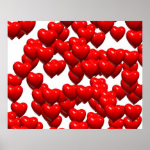 Valentine Red Hearts Random Bunch Glossy Poster