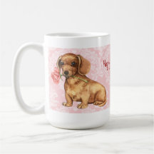 Valentine Rose Dachshund Mugs