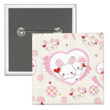 Valentine's Day Bunnies Pinback Button