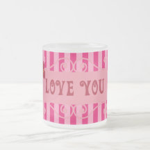 Valentine's Day Love You Pink Red Stripes Gifts Coffee Mugs