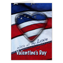 Valentine's Day Patriotic Heart Greeting Cards