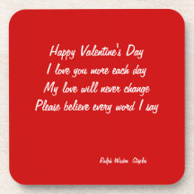 Valentine's day poem coasters