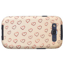 Valentines hearts red white and creme samsung galaxy s3 cases