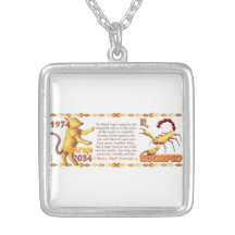 Valxart's 1974 Wood Tiger  zodiac born Scorpio Necklaces
