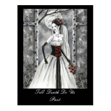 Vampire Gothic Art Postcard Till Death Do Us Part