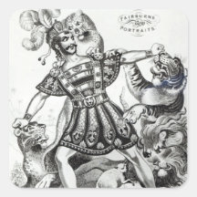 Van Amburgh the Brute Tamer, 1838 Square Stickers