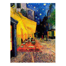 Van Gogh Cafe Terrace Vintage Fine Art Postcard