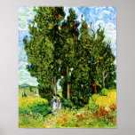 Van Gogh Cypresses with Two Women Poster