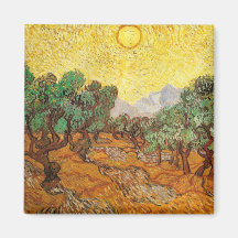 Van Gogh Olive Trees Yellow Sky & Sun Refrigerator Magnet