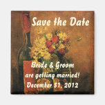 Van Gogh Save the Date with Flowers and Wine! Fridge Magnets