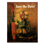 Van Gogh Save the Date with Flowers and Wine! Post Card