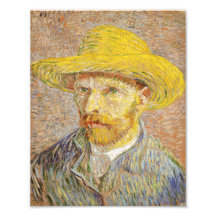 Van Gogh Self Portrait with Straw Hat Print Photo Art