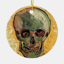 Van Gogh Skull, Vintage Impressionism Still Life Christmas Ornaments