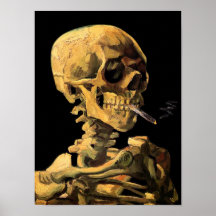 Van Gogh Skull With Burning Cigarette Poster