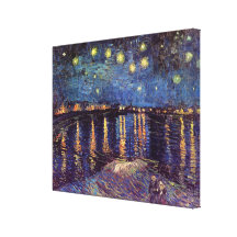 Van Gogh; Starry Night Over the Rhone, Vintage Art Canvas Print