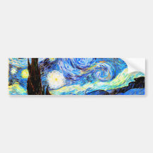 Van Gogh Starry Night, Vintage Fine Art Bumper Stickers