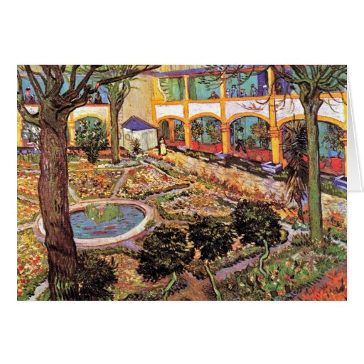 Van Gogh - The Courtyard Of The Hospital At Arles Greeting Cards