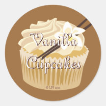 Vanilla Cupcake Labels Round Stickers