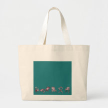 Various chairs in dark turquoise canvas bags