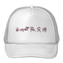 Various chairs mesh hats