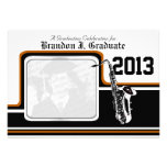 Varsity Band Saxophone Graduation Photo Orange invitations