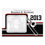 Varsity Band Trombone Graduation Photo Red invitations