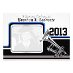 Varsity Band Trumpet Graduation Photo Blue invitations