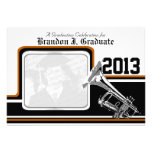 Varsity Band Trumpet Graduation Photo Orange invitations