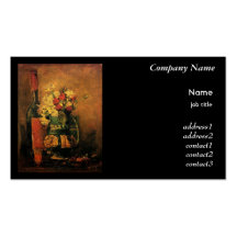 Vase with Carnations and Red Roses and a Bottle Business Card