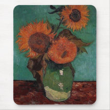 vase with three sunflowers, van Gogh Mousepads