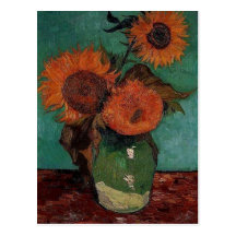 vase with three sunflowers, van Gogh Post Card