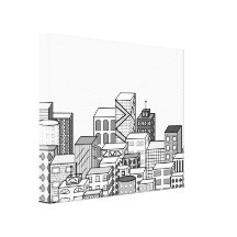 Vector Cityscape (Black & White) Canvas Print