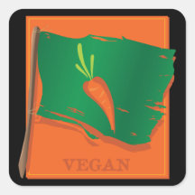 Vegan Carrot Flag Square Stickers