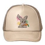 Vegan grey cute bunny with carrot hat hats